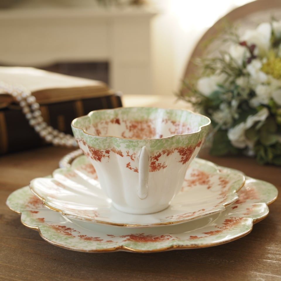 英国シェリー フォーリー 9059スノードロップ トリオA カップ＆ソーサー F 2