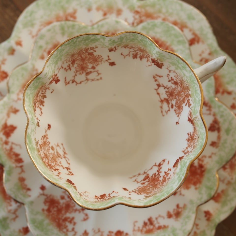 美品 英国シェリー フォーリー 9059スノードロップ トリオA カップ