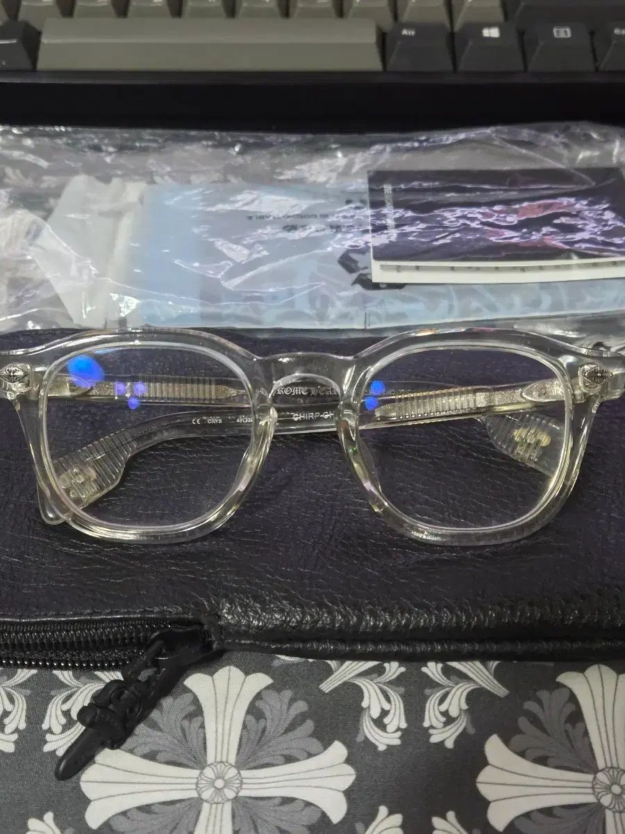 クロムハーツ CHROME HEARTS チャーフチャーフ クリアシルバー メガネ