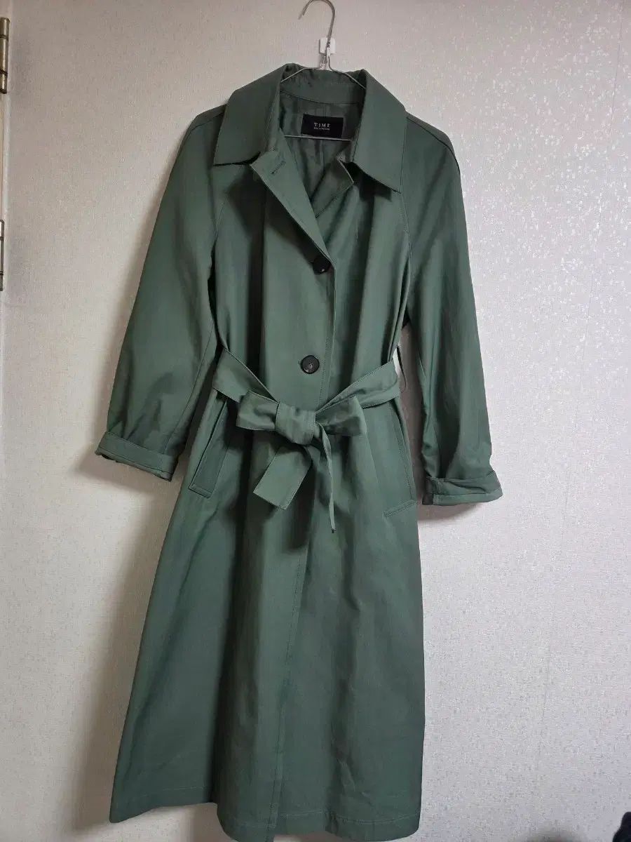 TIME タイム グリーン ベルト付き トレンチ コート