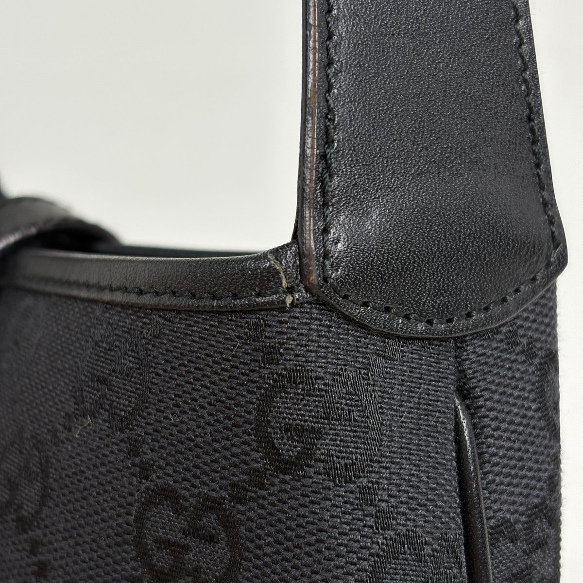 【美品】グッチ ハンドバッグ ワンショルダー ブラック キャンバス ジャッキー グッチ ジャッキー オールレザー ワンショルダー ハンドバッグ