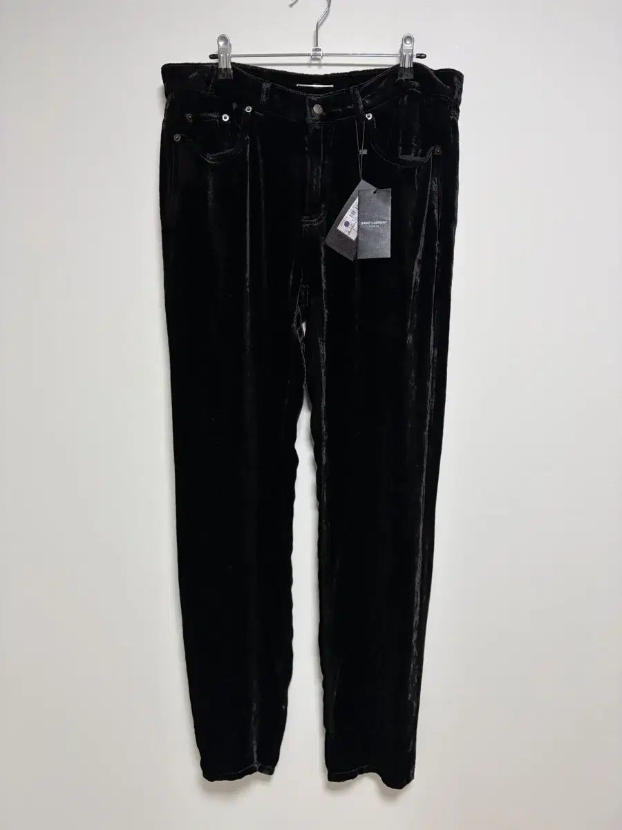Saint Laurent サンローラン メンズ ブラック ツアーベルベット ズボン 正規品 32サイズ