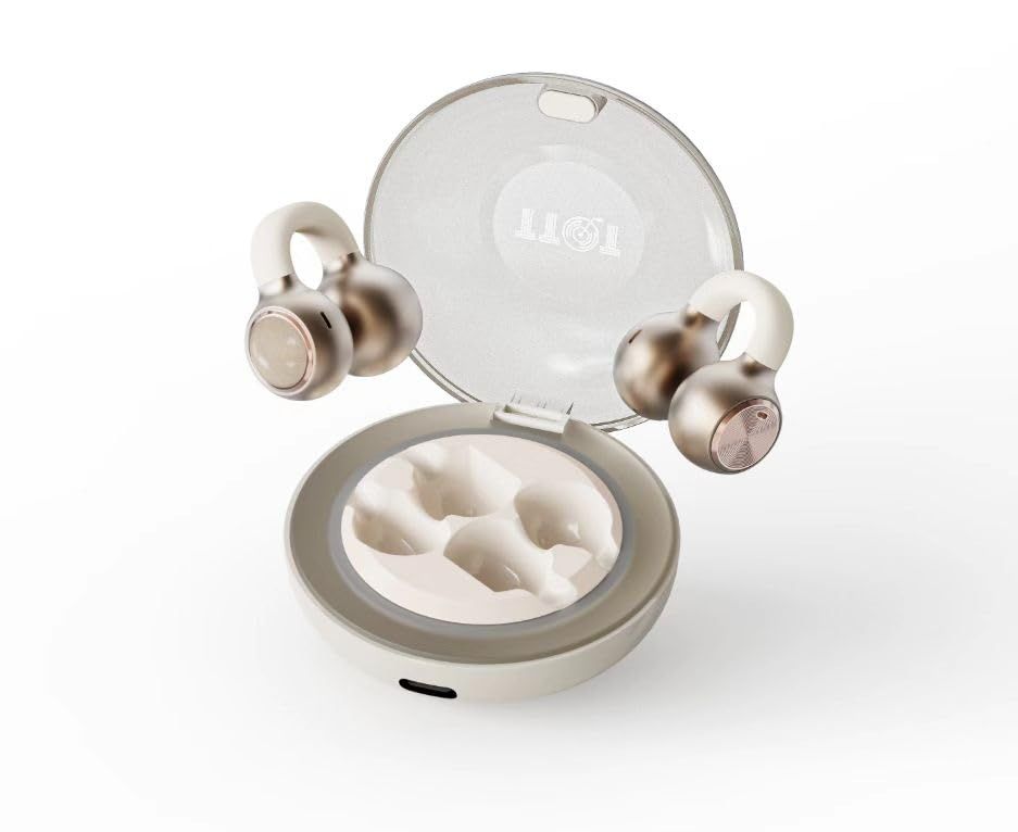 TTQT イヤーカフ イヤホン 2025業界革新 ワイヤレスイヤホン Bluetooth 5 4 オープンイヤー型 耳を塞がない ぶるーとゅーす LEDライトリング搭載 華やかで パールデザイン ENC通話ノイズキャンセリング マイク b 72350 be