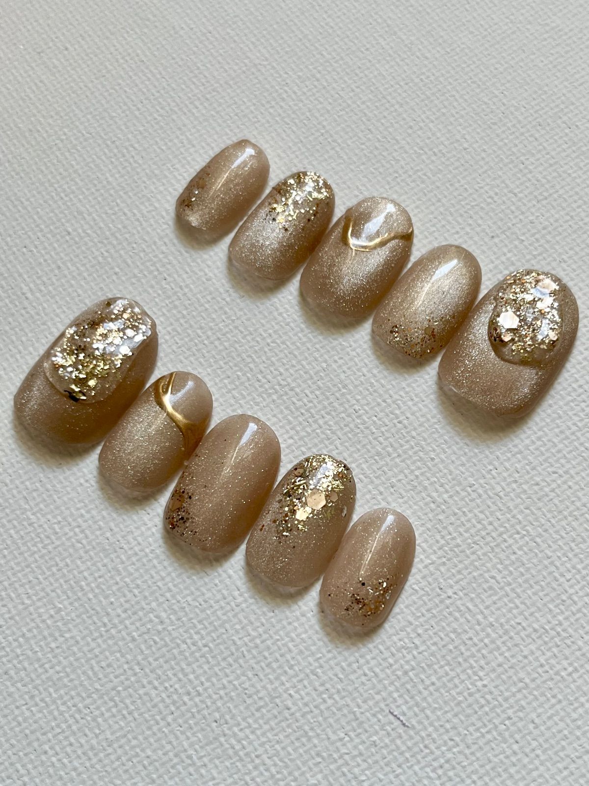 ネイルチップブライダル 結婚式 花嫁上品 シンプルホワイトゴールド