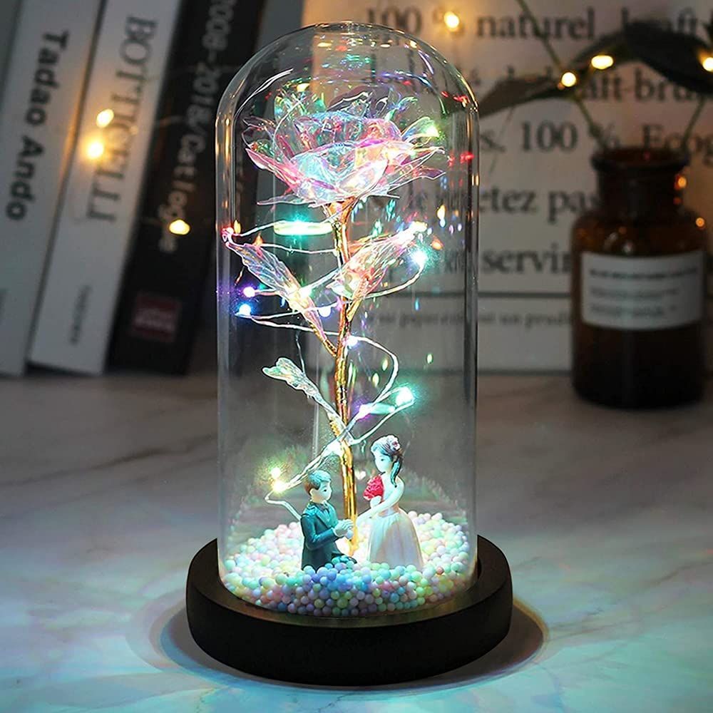 バラ 造花 Lechin 24Kゴールドローズ 枯れない花 金メッキ LEDライト