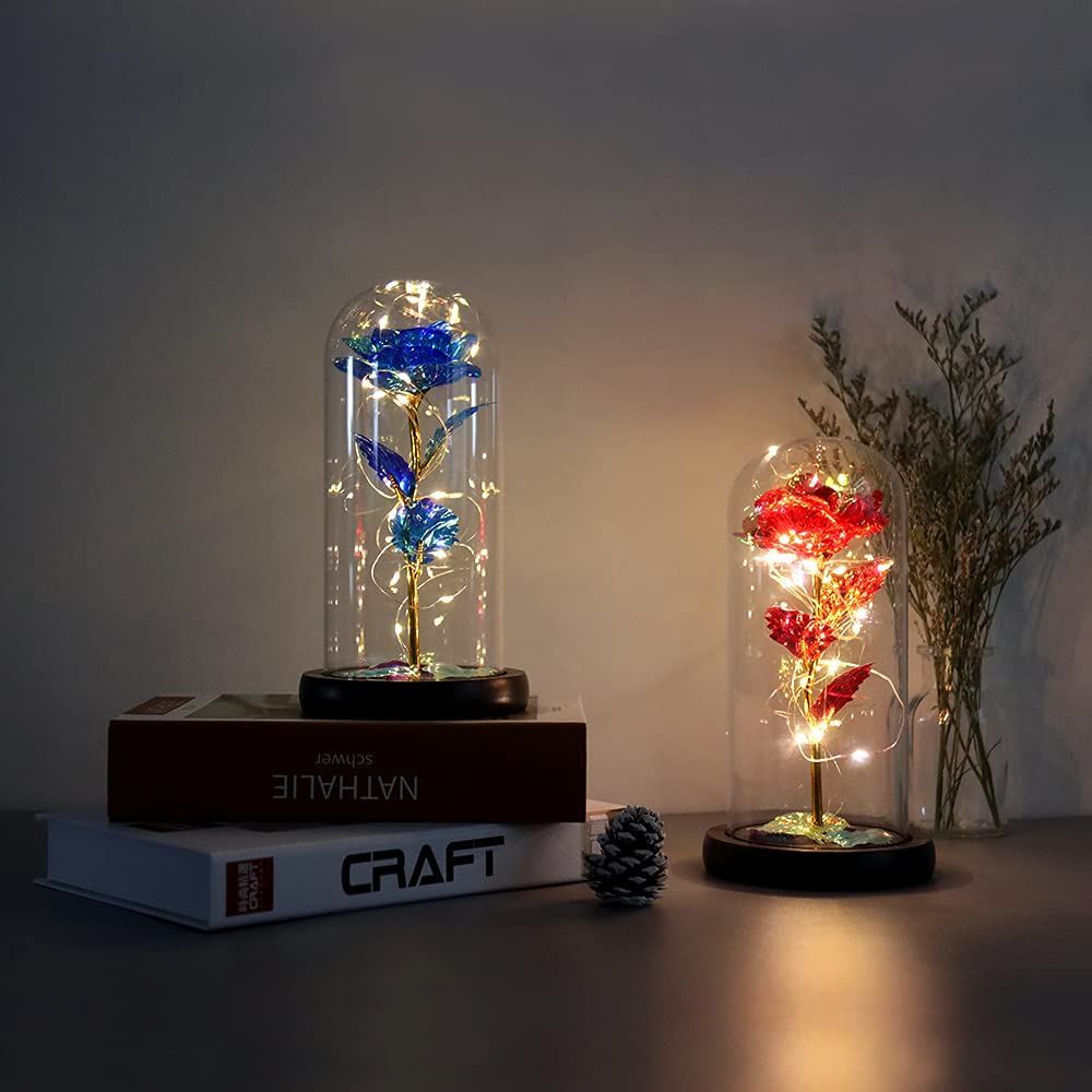 バラ 造花 Lechin 24Kゴールドローズ 枯れない花 金メッキ LEDライト