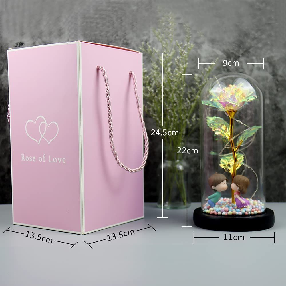 バラ 造花 Lechin 24Kゴールドローズ 枯れない花 金メッキ LEDライト