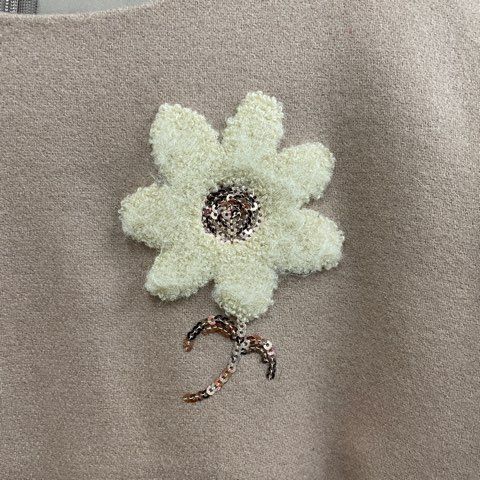 エムズグレイシー M'S GRACY 半袖ワンピース 刺繍 スパンコール 毛混