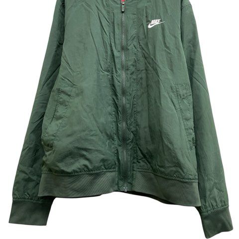 フルジップナイロンジャケット NIKEナイキ　アメリカ製USA製　カレッジロゴ緑 1点物◇ナイキNIKE緑ナイロンジャケット古着メンズLレディースOK