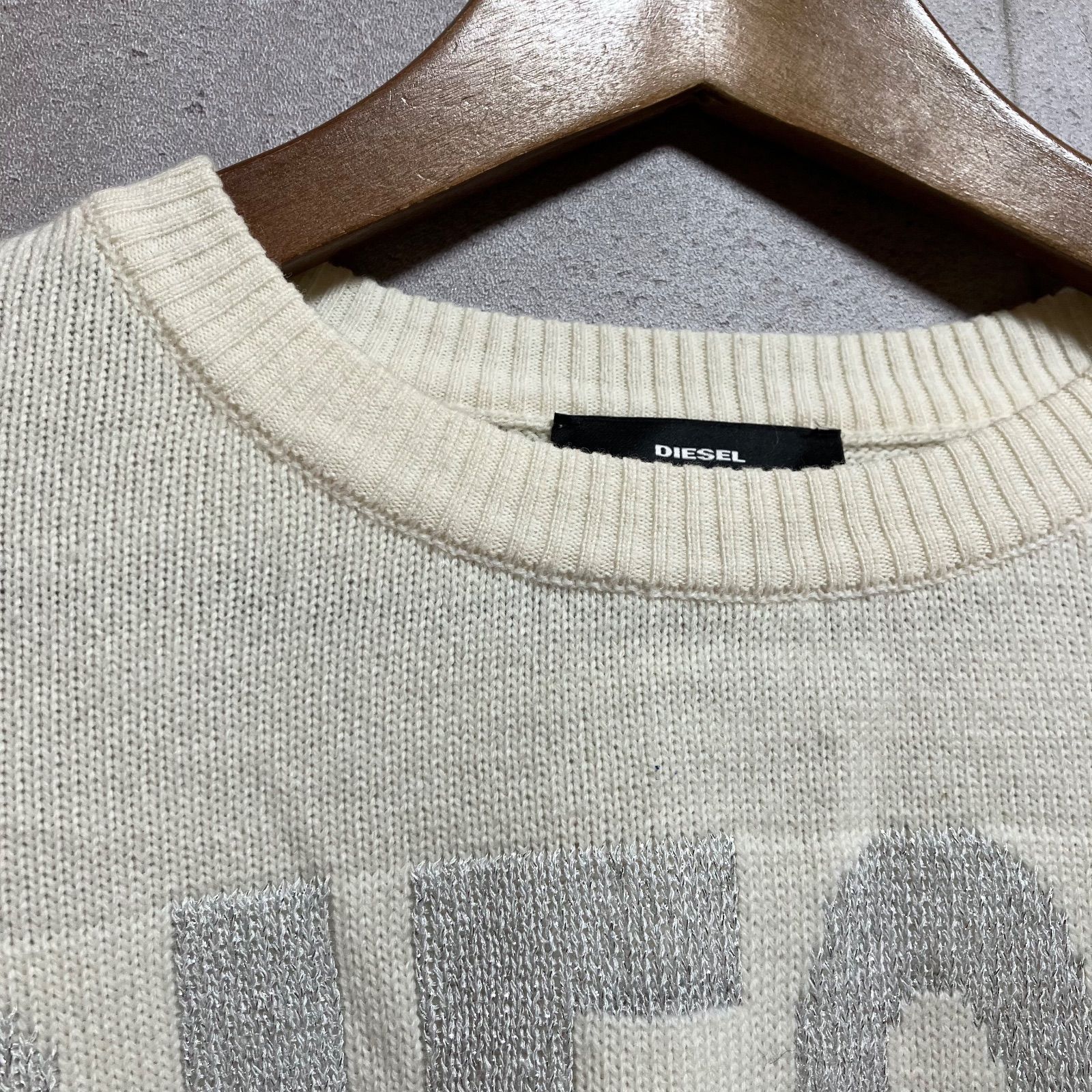 DIESEL ディーゼル ショート丈 ニット セーター 長袖 トップス XS ラメ 