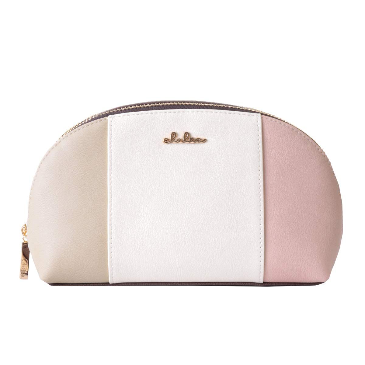 クレリア Clelia 化粧ポーチ トリコロール 大容量 ダブルファスナー メイクポーチ Riberteシリーズ CL-17088 サクラ