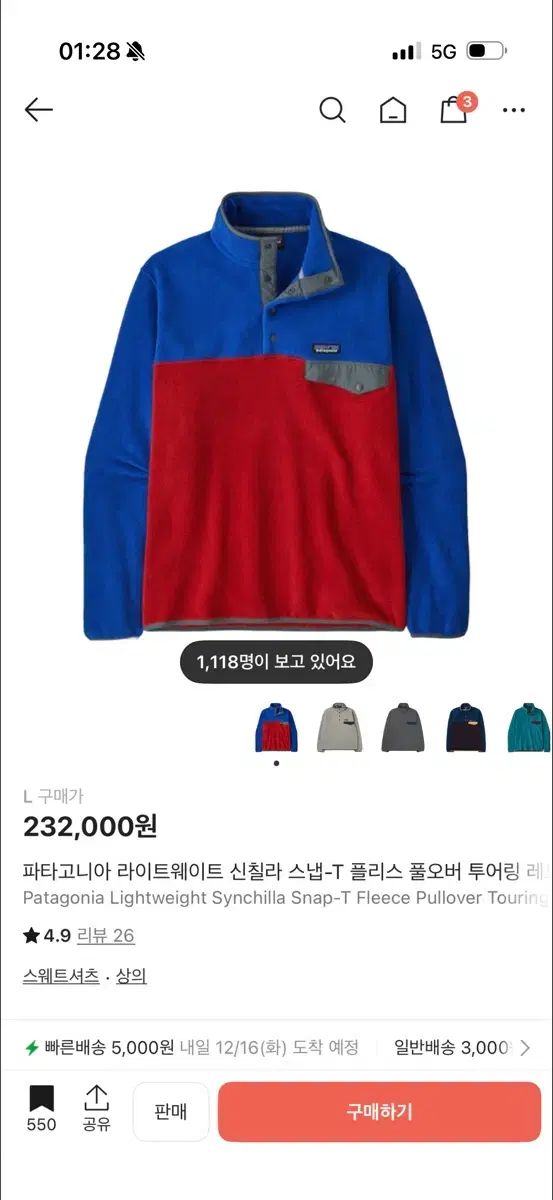 patagonia パタゴニア Synchilla シンチラ スナップT ブルー|レッド プルオーバー