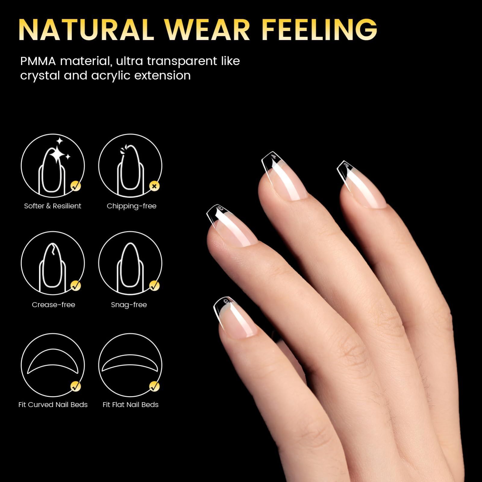 パドメページ　ネイルチップ BORN PRETTY ネイルチップ ショート クリアチップ 288pcs 半透明の