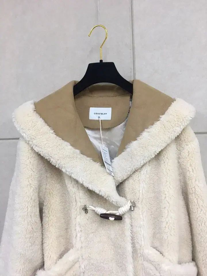  COVETBLAN アイボリー ボア セーラー フードコート ロングコート ジャケット アウター