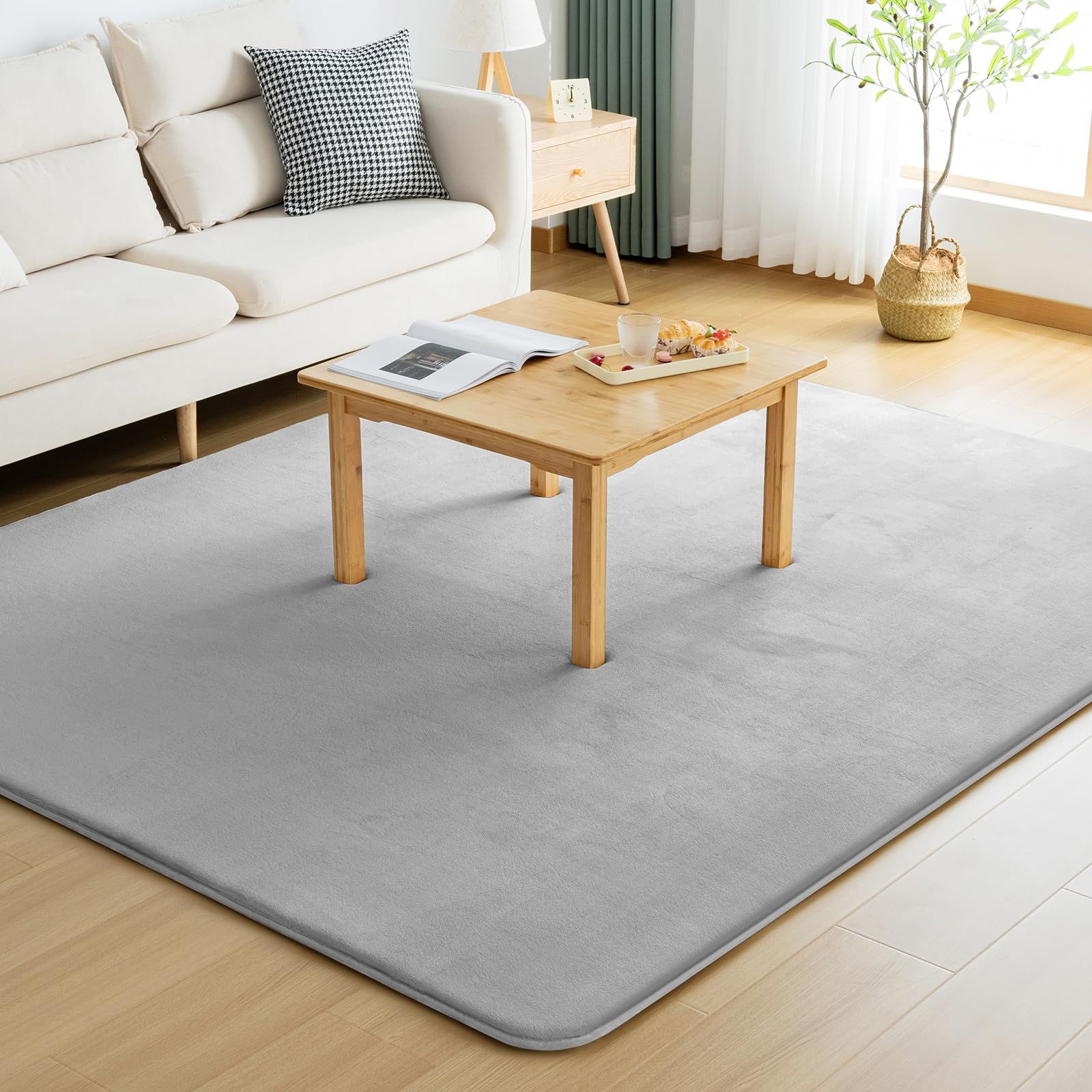 Matdeco 高反発 厚25 mm 防音ラグマット 200 300 cm 約4 5畳 滑り止め付 抗菌防臭防ダニ 床暖房対応 オールシーズン快適 厚手ラグ じゅうたん 絨毯 リビングマット ホットカーペット可 北欧 おしゃれ 無地グレーお手入れ簡単
