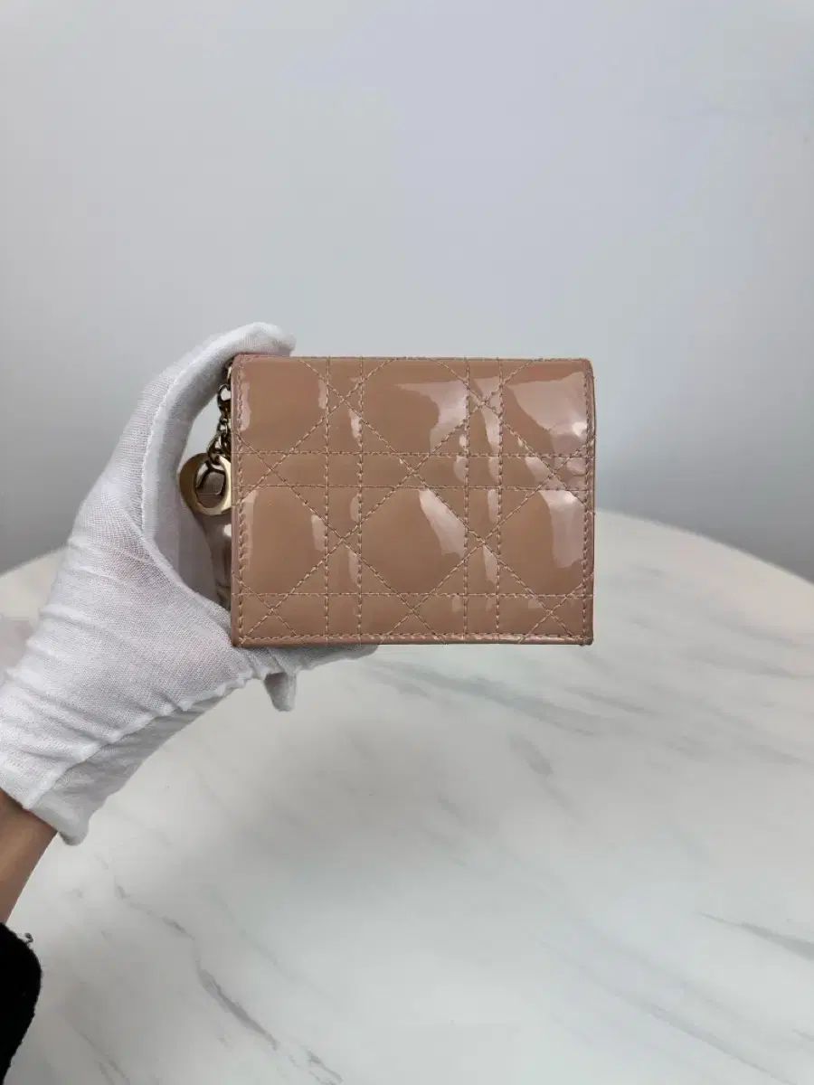 OS ディオール ペンダント レディ 二つ折り財布 ピンク