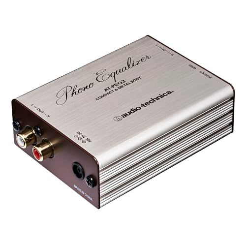 オーディオテクニカ AT-PEQ 3 フォノイコライザー フォノプリアンプ レコードプレーヤー ターンテーブル VM MMカートリッジ対応 軽量 コンパクト 金メッキジャック RCA出力 1.0 m 接続ケーブル ACアダプター 15 V 付属