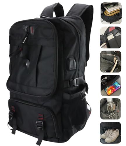 リュック 大容量 ビジネス 防災バッグ 65 L 多収納 シューズ収納 17インチPC対応 USB給電口 旅行 出張 部活 登山 アウトドアで活躍 頑丈な生地 耐水 耐傷