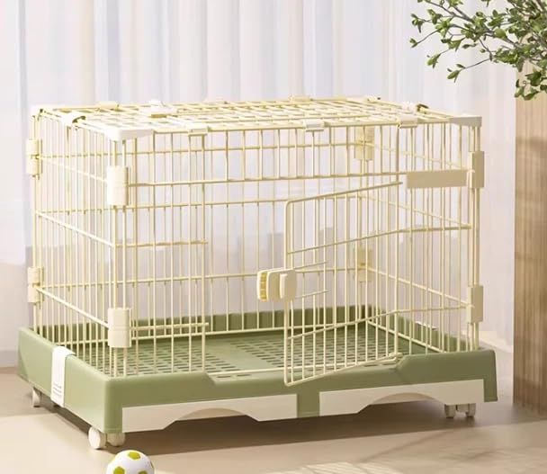 タピパンダ TAPI PANDA うさぎケージ ウサギ用 猫用 犬用 幅75×奥行48×高さ56 cm 引き出しトイレ付 キャスター付 天井扉 小動物用 スチール製 室内飼い インテリア 組立簡単 掃除簡単 通気 グリーン