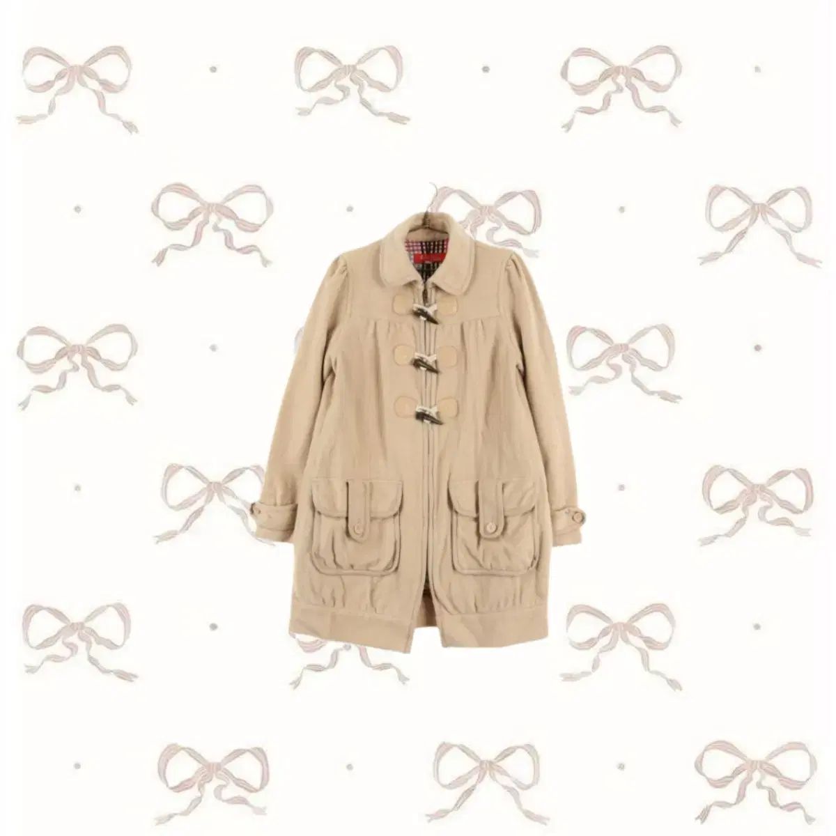 vtg 森ガール ラテ ウール ブレンド ポケット ダッフルコート