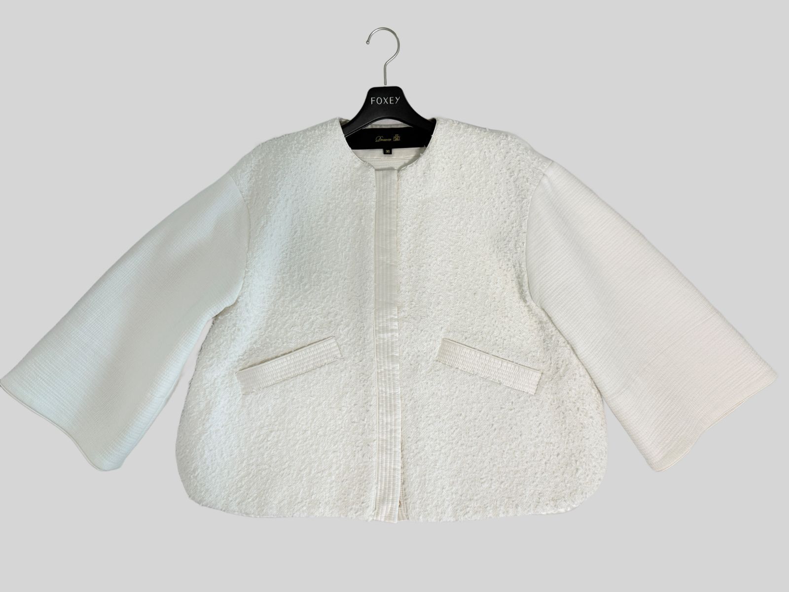 未使用級Drawer/ドゥロワー コンビツイードジャケット 36 ホワイト '25