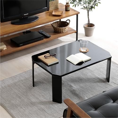 不二貿易 Fujiboeki ローテーブル 折りたたみテーブル 幅75 奥行50 高さ32 cm ブラック UV塗装 お手入れ簡単 角が丸い ルーチェ 38417