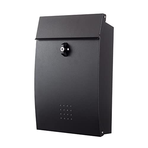 八番屋 ポスト 壁掛け 鍵付き ひねりロック 北欧 A4対応 HB-MB-05A2-BK ブラック