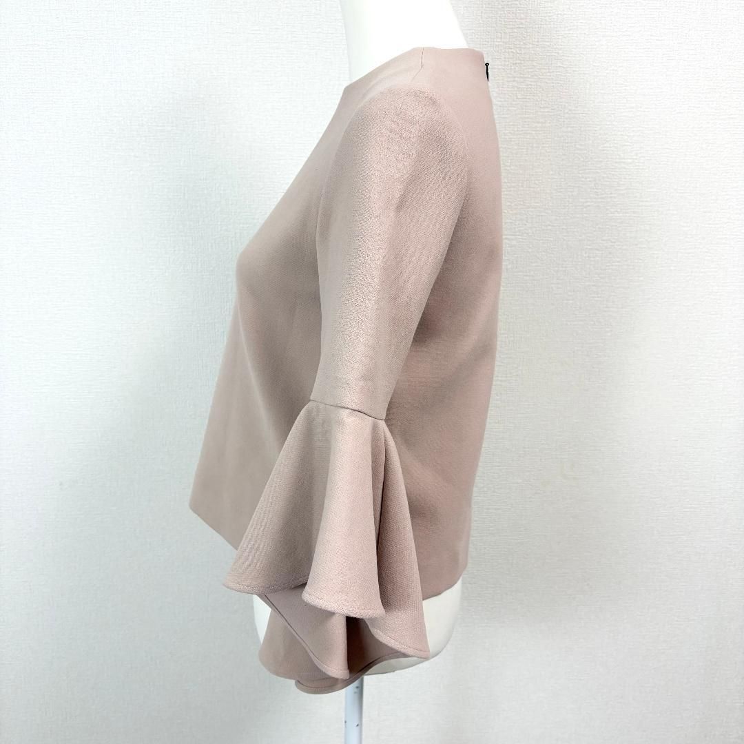 美品】 YOKOCHAN 長袖ブラウスフレア袖 36 ベージュ 無地