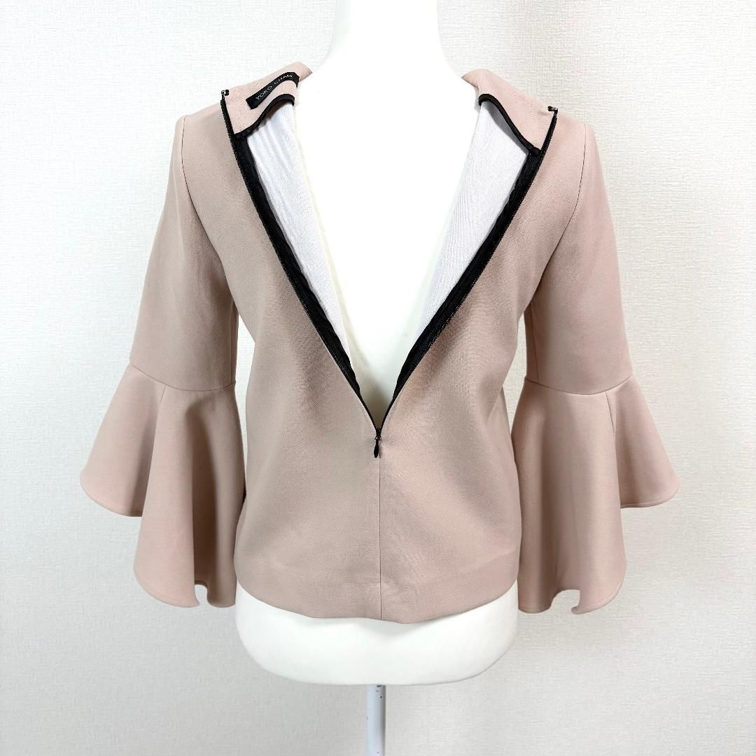 美品】 YOKOCHAN 長袖ブラウスフレア袖 36 ベージュ 無地