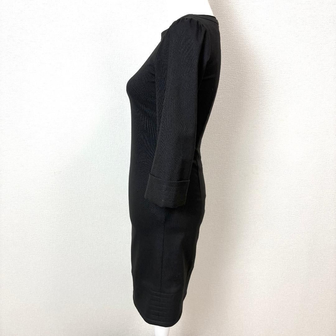 美品】 M-PREMIER 長袖ワンピース 袖折りデザイン 34 ブラック無地