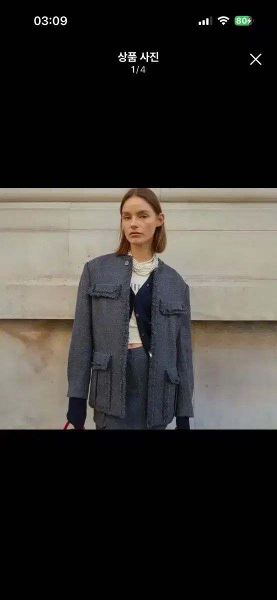 J.Chung アヌビス ツイード ジャケット グレー