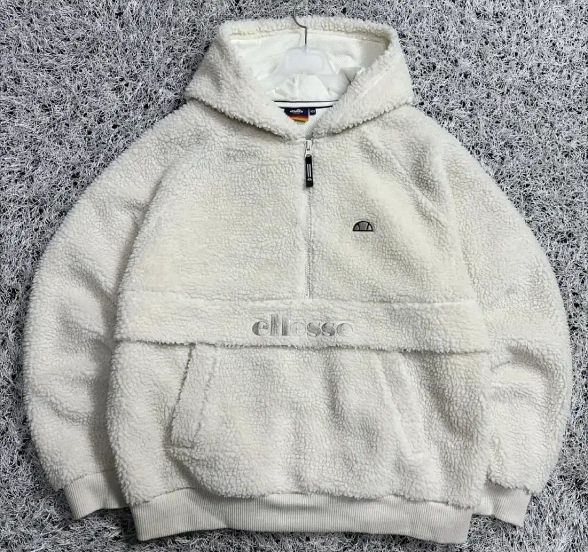 XL エレッセ 起毛フリース ハーフジップ フード プルオーバー