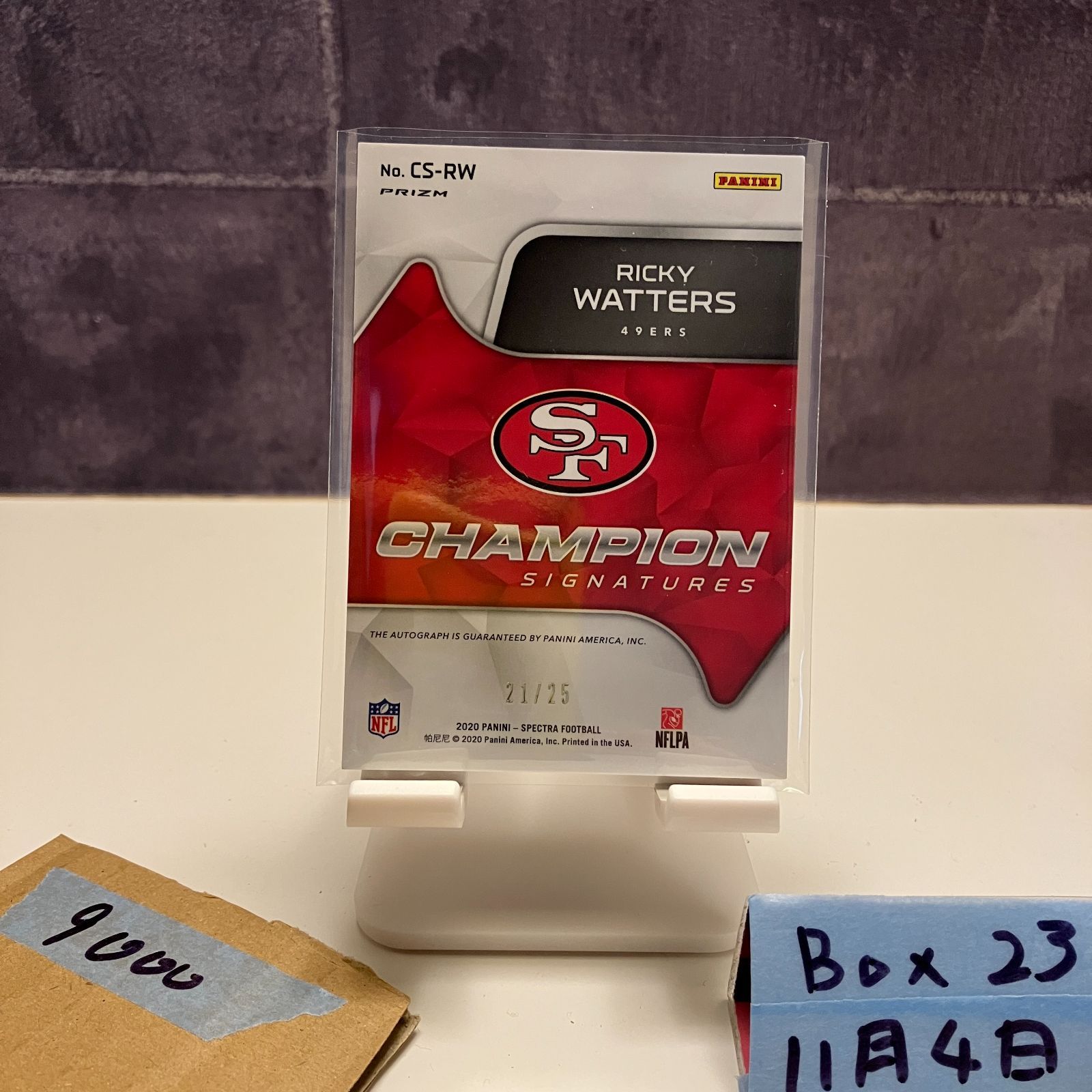 2020 Panini Ricky Watters 21 25 直筆サインカード 49 ers Green Prizm Parallel カード