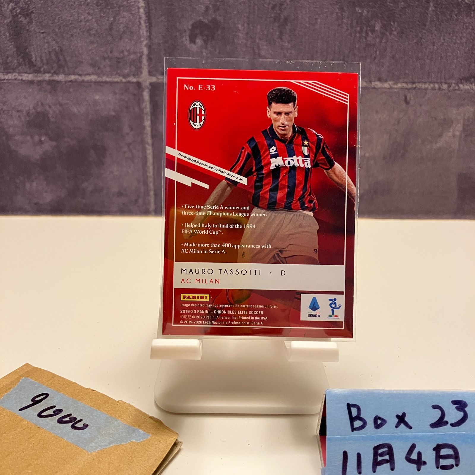 2019 20 Panini Mauro Tassotti 直筆サインカード AC Milan Elite カード