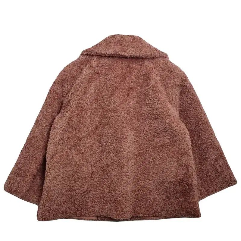 HIAND ハイアンド ピンク ボアファー ショートコート F ブークレ 人造 シープスキン