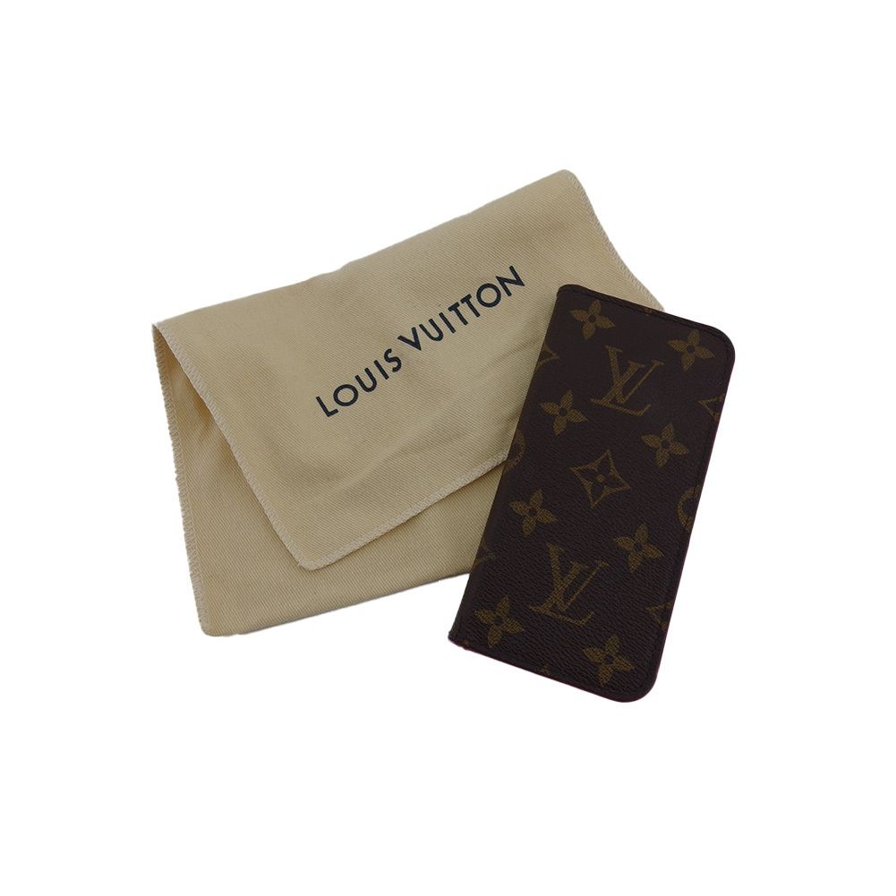 【最大30％OFF】ルイ・ヴィトン LOUIS VUITTON iPhoneケース モノグラム フォリオ ブラウン ベージュ ピンク レディース 中古