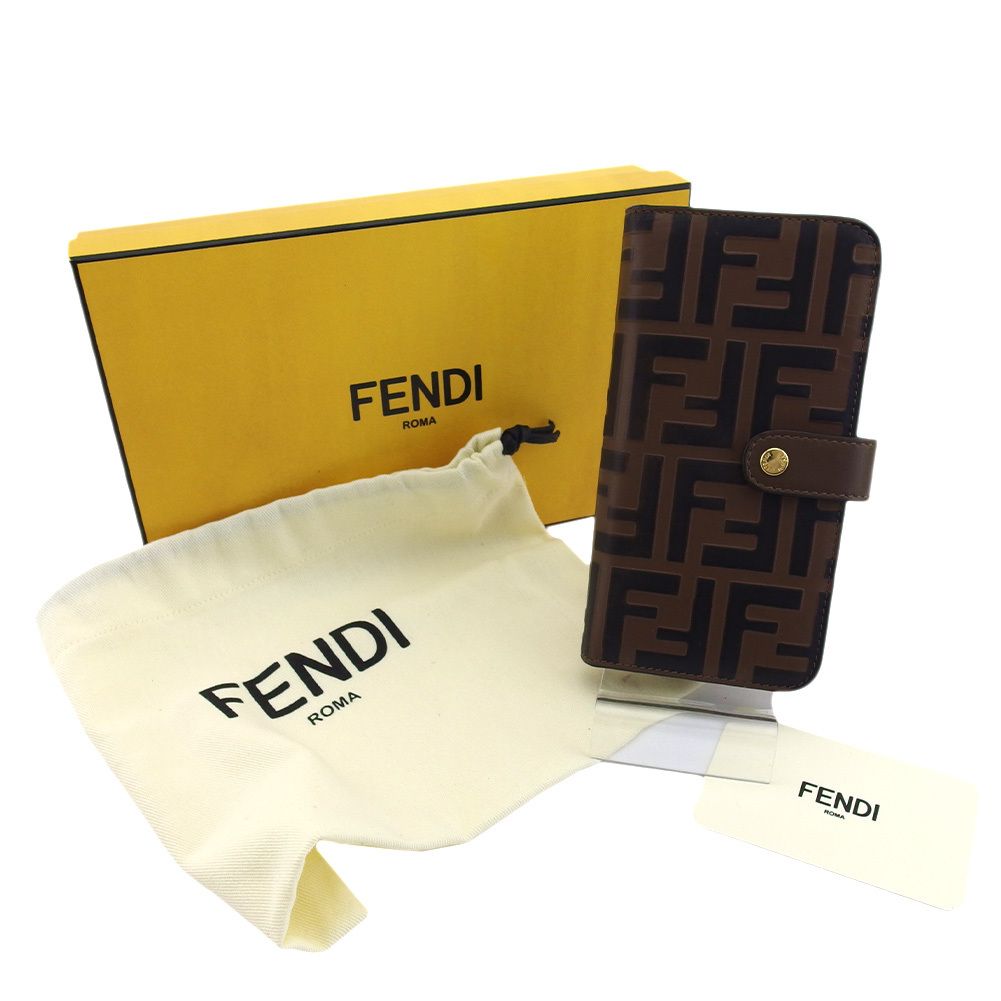 【最大30％OFF】フェンディ FENDI iPhoneケース ズッカ 手帳型 ブラウン ブラック レディース 中古