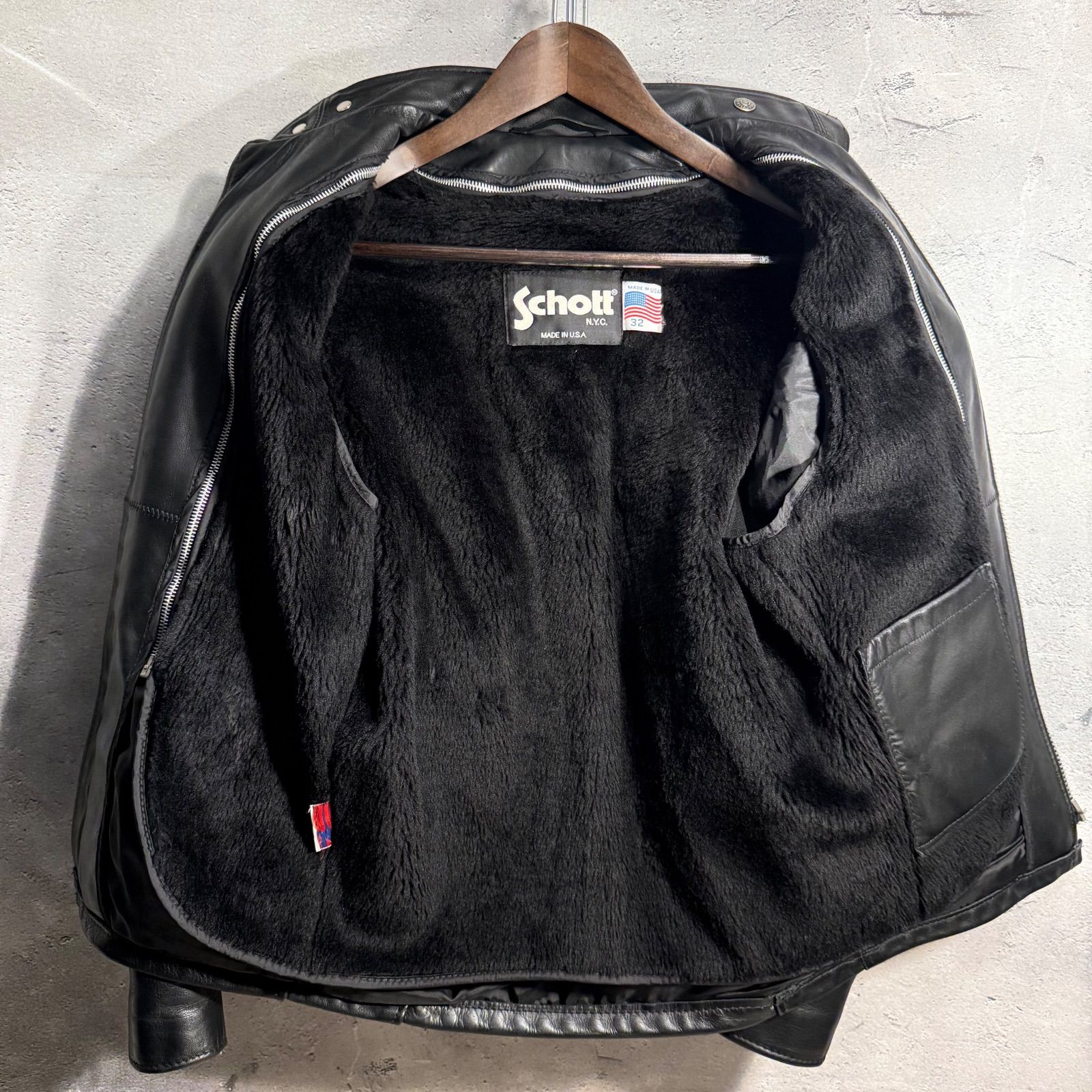 ✨ Schott ショット USA製 シングルライダース レザージャケット 32
