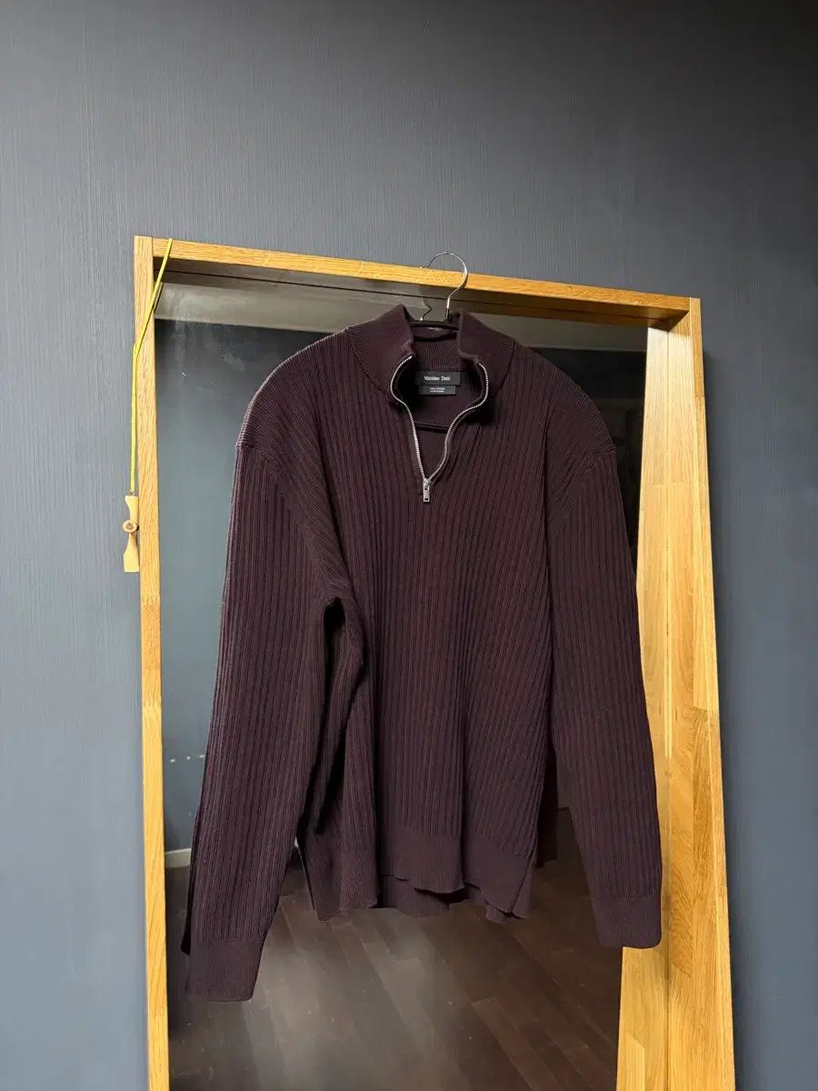 マッシモ ドゥッティ ハーフジップアップ ニット M バーガンディ