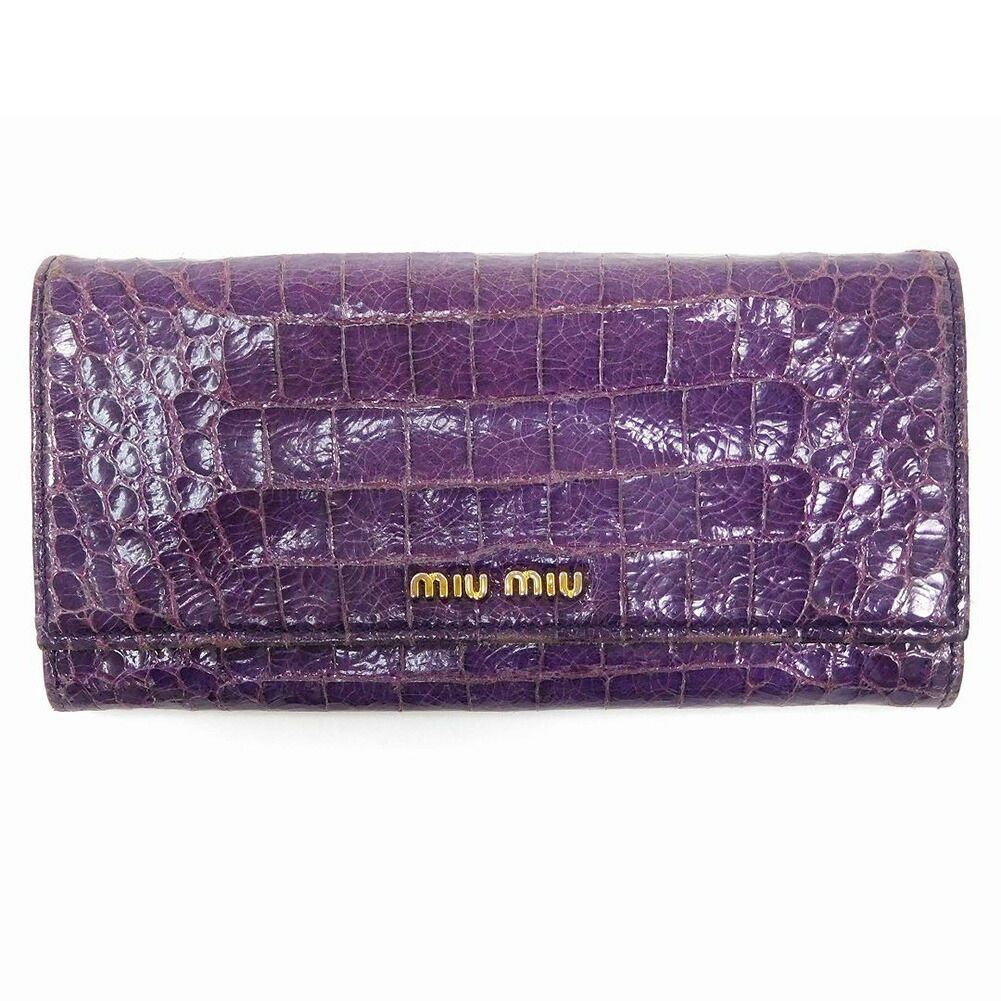 最大30％OFF】ミュウミュウ MIUMIU 長財布 クロコ調 パープル 
