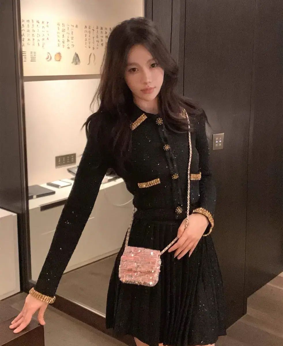 ツイード ブラック ミニ ONE PIECE SET UP