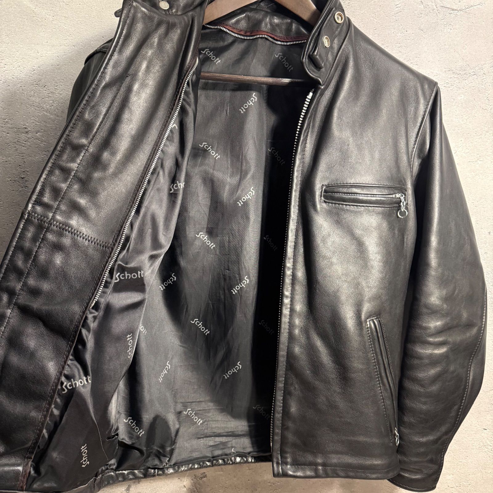 Schott ショット シングルライダース レザージャケット 36 ブラック