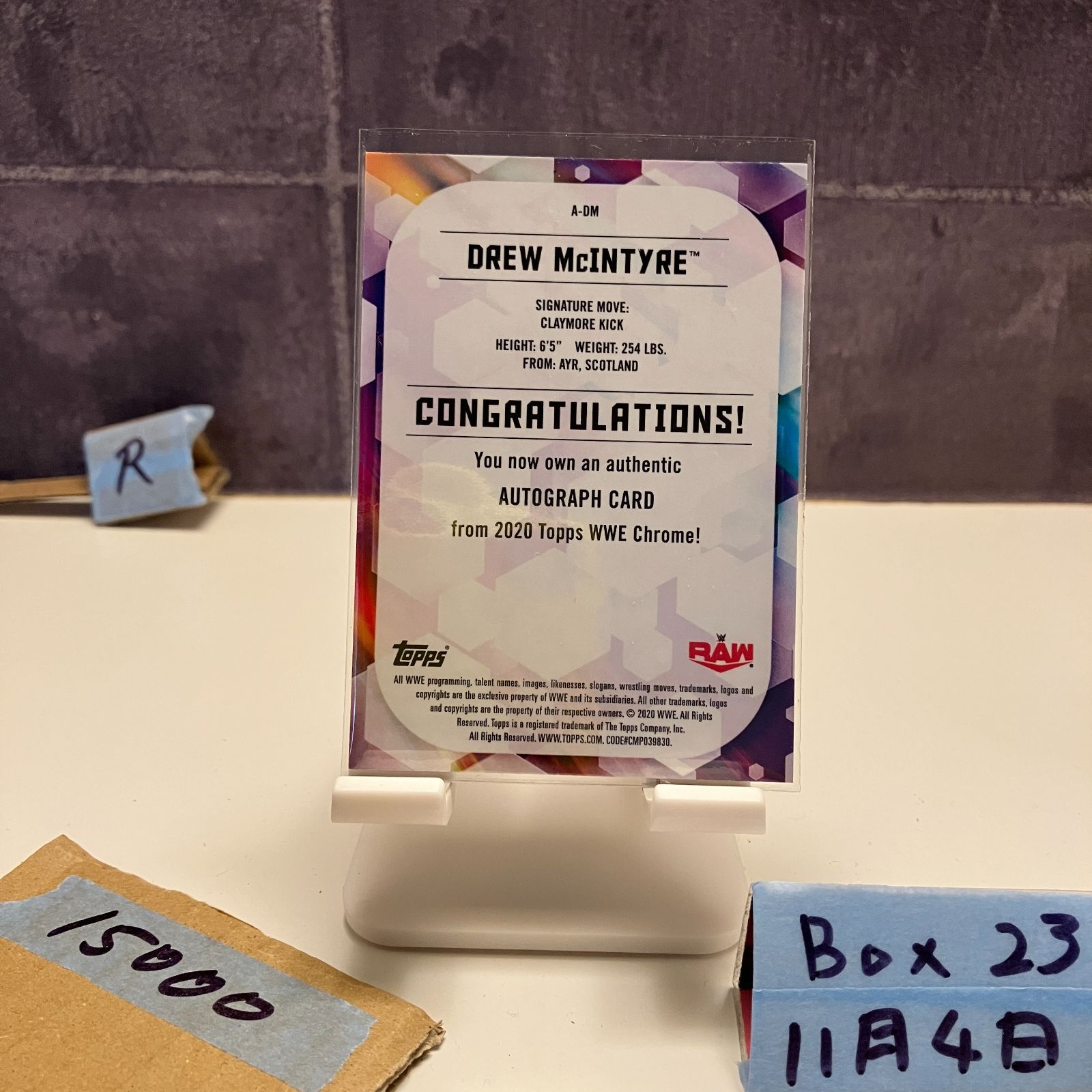 2020 Topps Drew McIntyre 21 50 直筆サインカード WWE RAW G Refractor カード