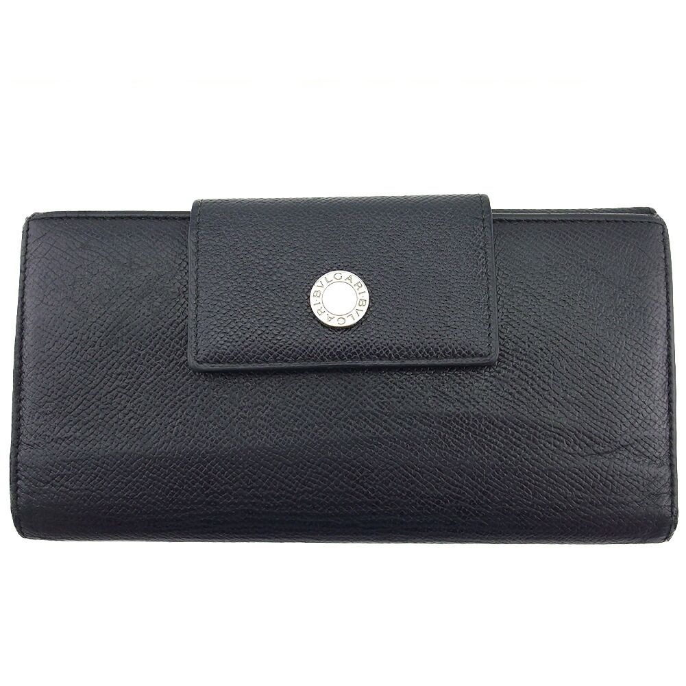 ブルガリ BVLGARI 長財布 クラシコ ロゴボタン ブラック メンズ