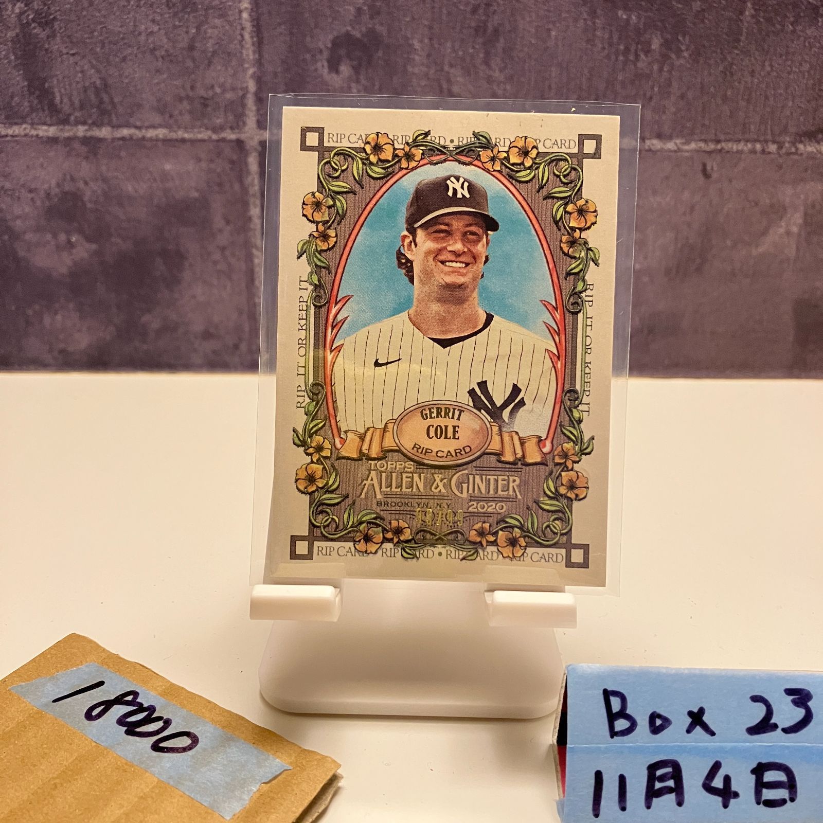 2020 Topps Gerrit Cole York Yankees Allen - Ginter Rip Card カード