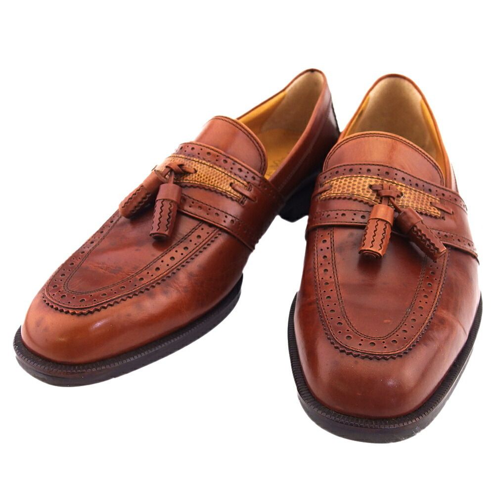 【BIGお買い物ラリー★30%OFFセール中】サンローラン SAINT LAURENT ローファータッセル ♯25EEE パーフォレーション ブラウン ベージュ レディース 中古 最大30％OFF☆年末SALE】サンローラン SAINT LAURENT ローファー