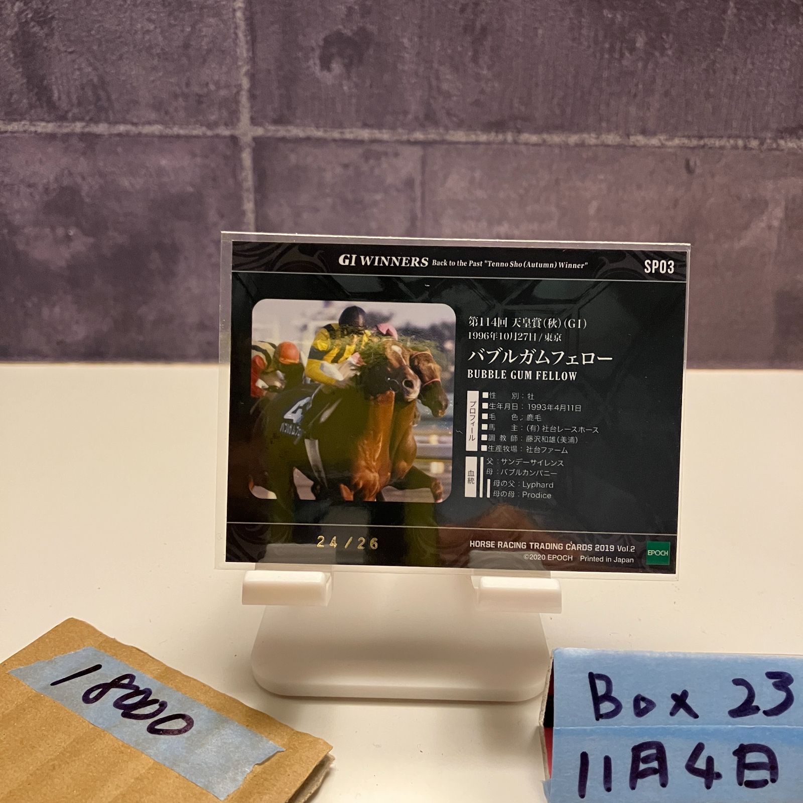 2019 EPOCH Bubble Gum Fellow 24 26 GI Winners カード