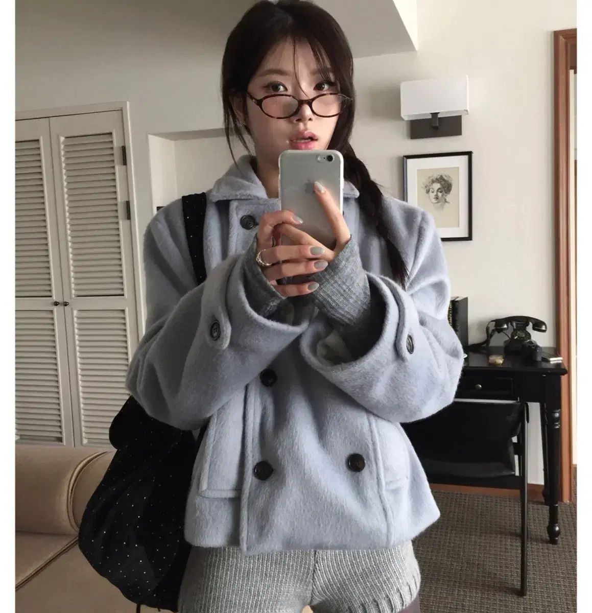 ライトブルー ダブルブレスト ウールコート ライトブルー ダブルブレスト ウールコート - メルカリ