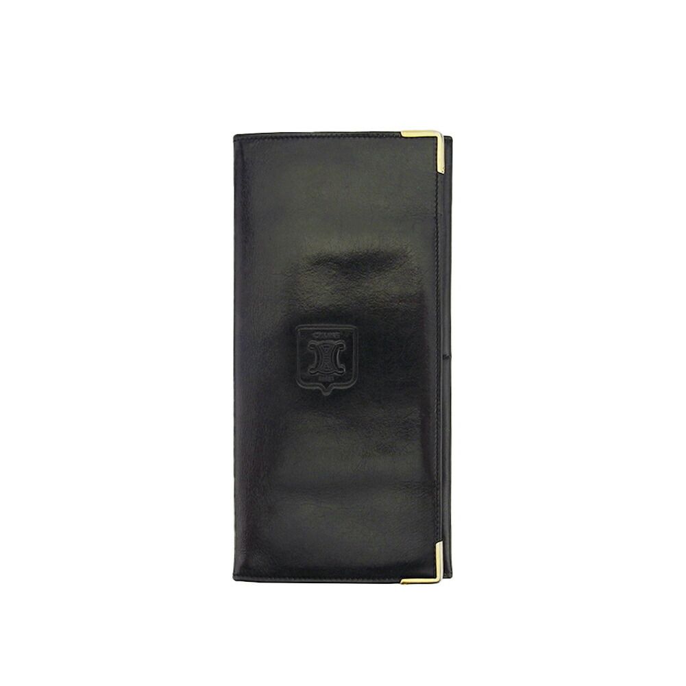 【X'masセール★30%OFF】セリーヌ CELINE 長財布トリオンフマーク 角プレート ブラック ゴールド レディース 中古 最大30％OFF☆年越しセール】セリーヌ CELINE 長財布 トリオンフマーク