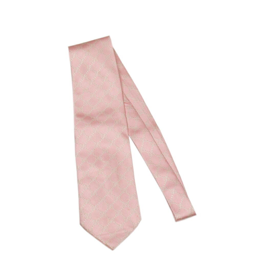【X'masセール★30%OFF】グッチ GUCCI ネクタイGG柄 ピンク ベージュ レディース 中古 最大30％OFF☆年越しセール】グッチ GUCCI ネクタイ GG柄 ピンク